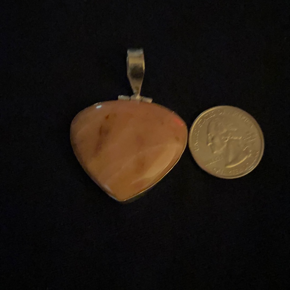 Large heart shaped rose quartz With 18 inch or 20 inch silver chain